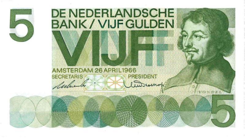 Nederland. 5 gulden. Bankbiljet. Type 1966. Vondel - UNC.