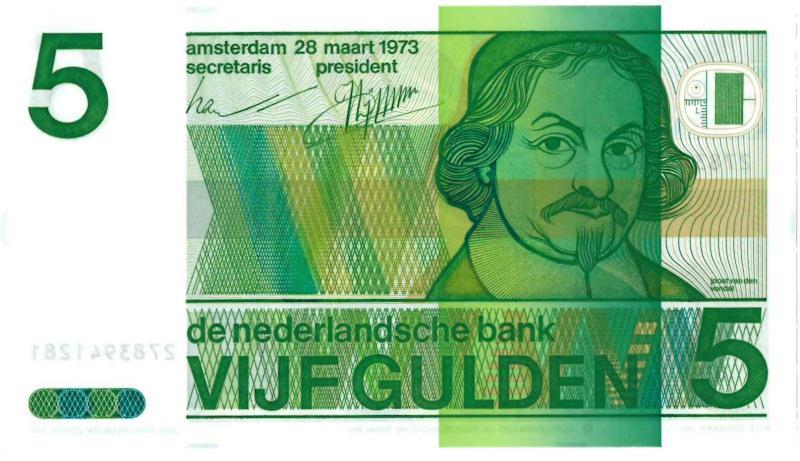 Nederland. 5 gulden. Bankbiljet. Type 1973. Vondel - UNC.