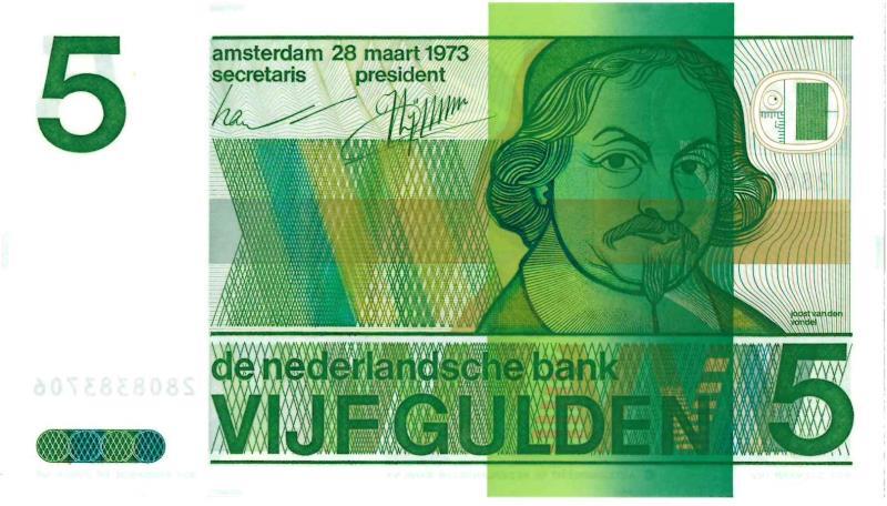 Nederland. 5 gulden. Bankbiljet. Type 1973. Vondel - UNC.