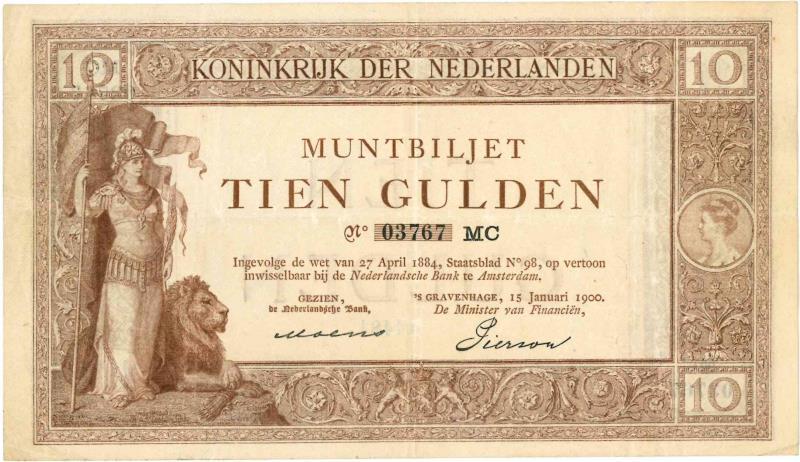 Nederland. 10 gulden. Bankbiljet. Type 1898. Muntbiljet - Zeer Fraai +.