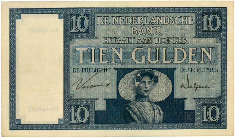 Nederland. 10 gulden. Bankbiljet. Type 1924. Zeeuw Meisje - Prachtig.