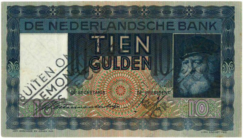 Nederland. 10 gulden. Bankbiljet. Type 1933. Grijsaard - Zeer Fraai +.