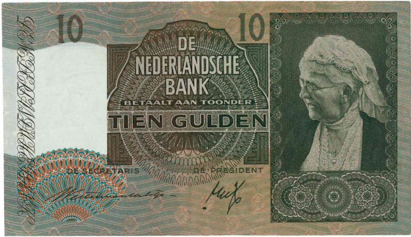 Nederland. 10 gulden. Bankbiljet. Type 1940I. Emma - Zeer Fraai / Prachtig.