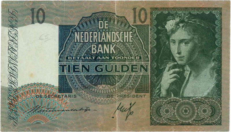 Nederland. 10 gulden. Bankbiljet. Type 1940II. Schone Herderin - Zeer Fraai.
