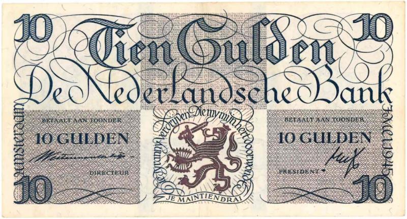 Nederland. 10 gulden. Bankbiljet. Type 1945I. Lieftincktientje - Zeer Fraai +.