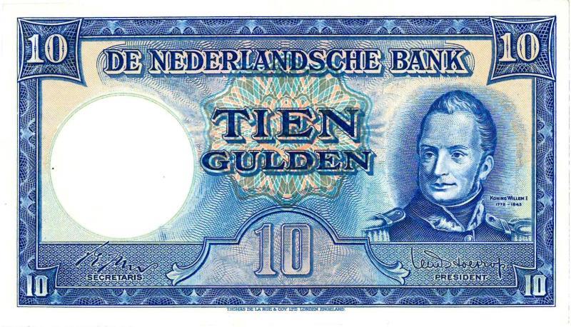 Nederland. 10 gulden. Bankbiljet. Type 1949. Koning Willem I - Nagenoeg UNC.