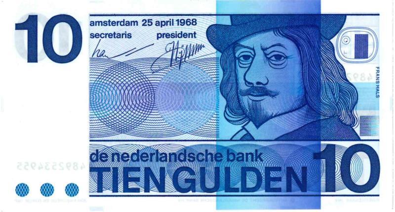 Nederland. 10 gulden. Bankbiljet. Type 1968. Frans Hals - UNC.