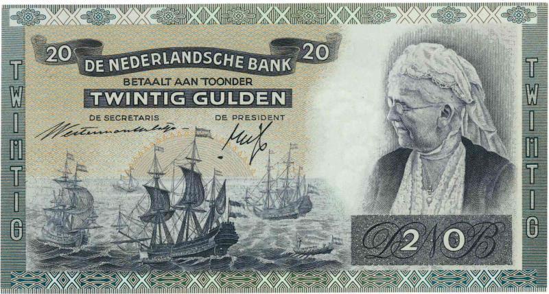 Nederland. 20 gulden. Bankbiljet. Type 1939. Emma - UNC.