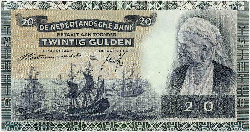 Nederland. 20 gulden. Bankbiljet. Type 1939. Emma - UNC.