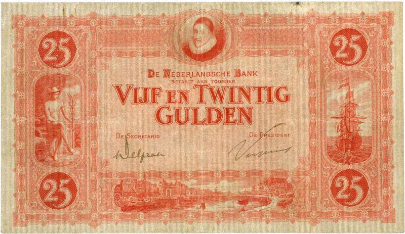Nederland. 25 gulden. Bankbiljet. Type 1921. Willem van Oranje - Zeer Fraai -.