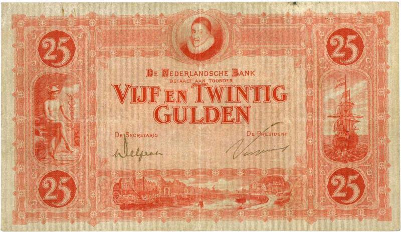 Nederland. 25 gulden. Bankbiljet. Type 1921. Willem van Oranje - Zeer Fraai -.