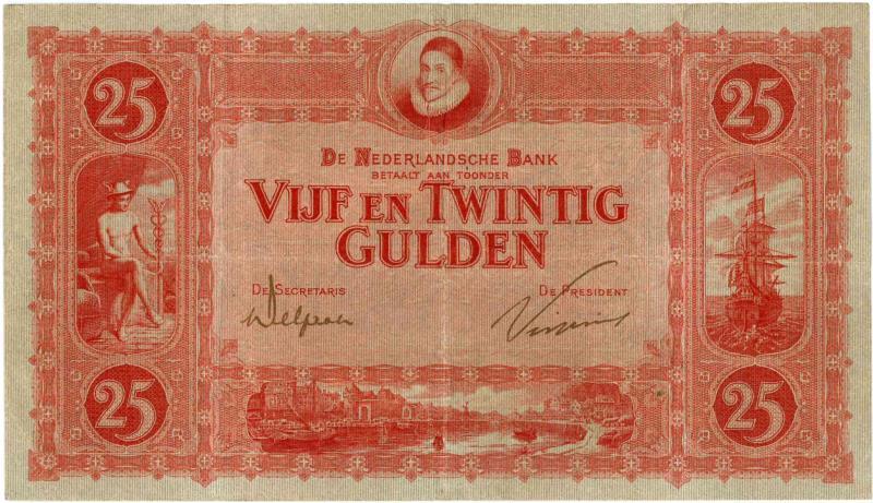 Nederland. 25 gulden. Bankbiljet. Type 1921. Willem van Oranje - Zeer Fraai.