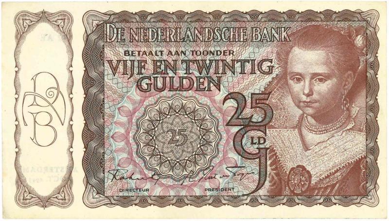 Nederland. 25 gulden. Bankbiljet. Type 1943I. Prinsesje - UNC.