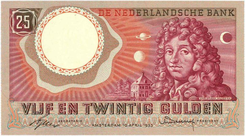 Nederland. 25 gulden. Bankbiljet. Type 1955. Huygens - UNC.