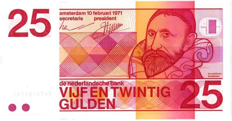 Nederland. 25 gulden. Bankbiljet. Type 1971. Sweelinck - UNC.