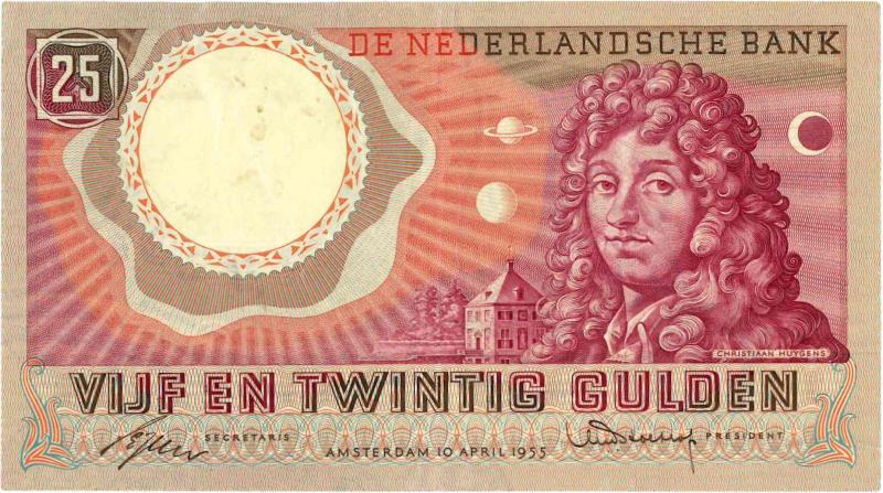 Nederland. 25 gulden. Bankbiljet. Type 1955. Huygens - Zeer Fraai.