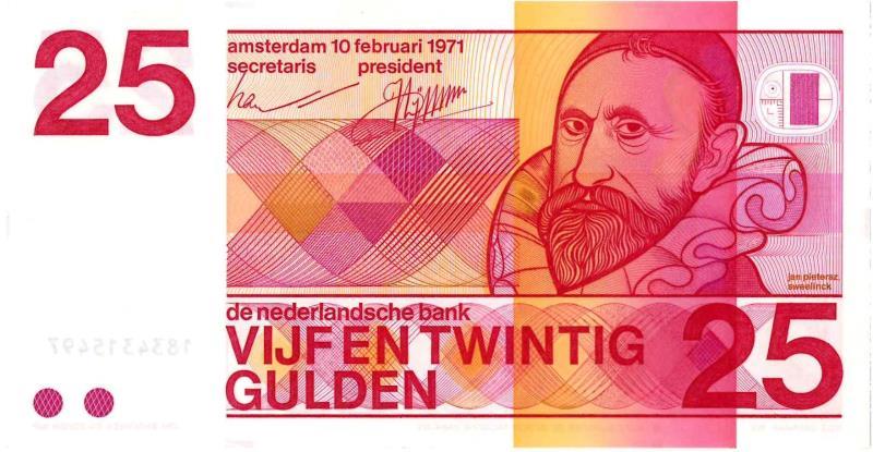 Nederland. 25 gulden. Bankbiljet. Type 1971. Sweelinck - UNC.