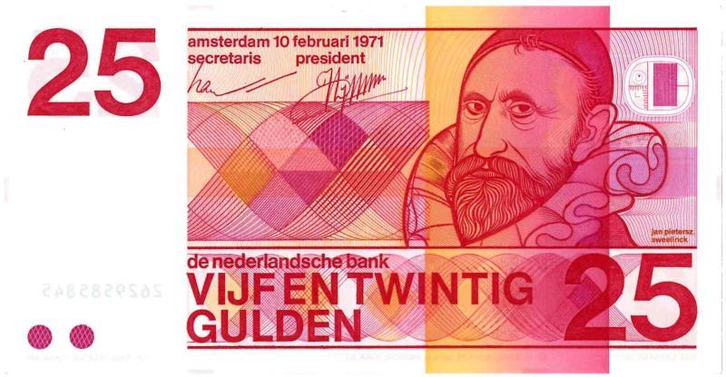 Nederland. 25 gulden. Bankbiljet. Type 1971. Sweelinck - UNC.
