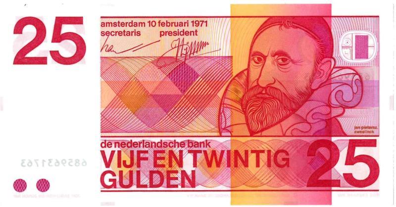 Nederland. 25 gulden. Bankbiljet. Type 1971. Sweelinck - Prachtig.