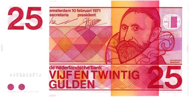 Nederland. 25 gulden. Bankbiljet. Type 1971. Sweelinck - UNC.