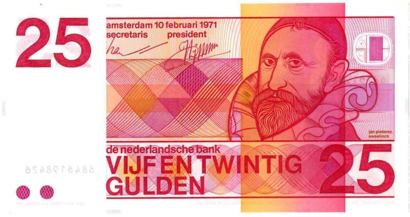 Nederland. 25 gulden. Bankbiljet. Type 1971. Sweelinck - UNC.