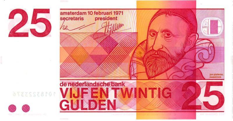 Nederland. 25 gulden. Bankbiljet. Type 1971. Sweelinck - Nagenoeg UNC.