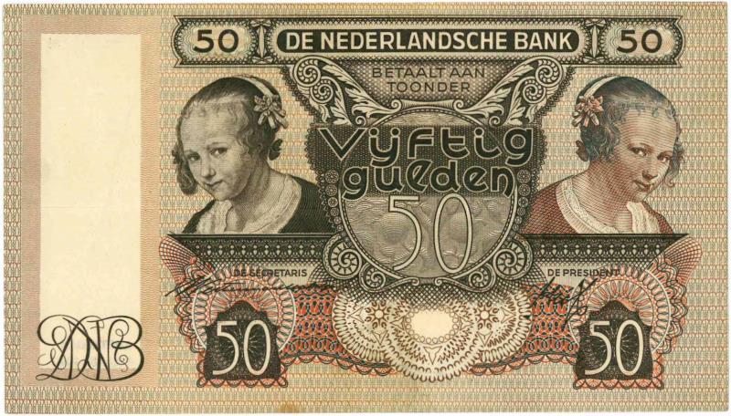 Nederland. 50 gulden. Bankbiljet. Type 1941. Oestereetster - Zeer Fraai +.