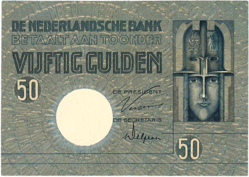 Nederland. 50 gulden. Bankbiljet. Type 1929. Minerva - Zeer Fraai / Prachtig.