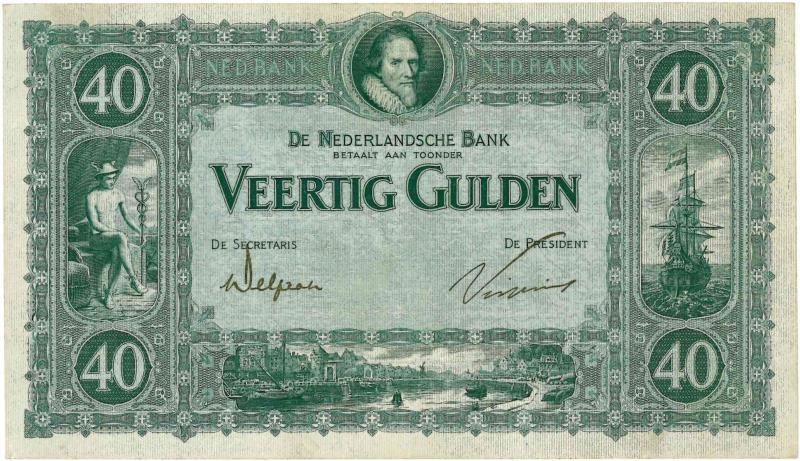 Nederland. 40 gulden. Bankbiljet. Type 1921. Maurits - Zeer Fraai +.