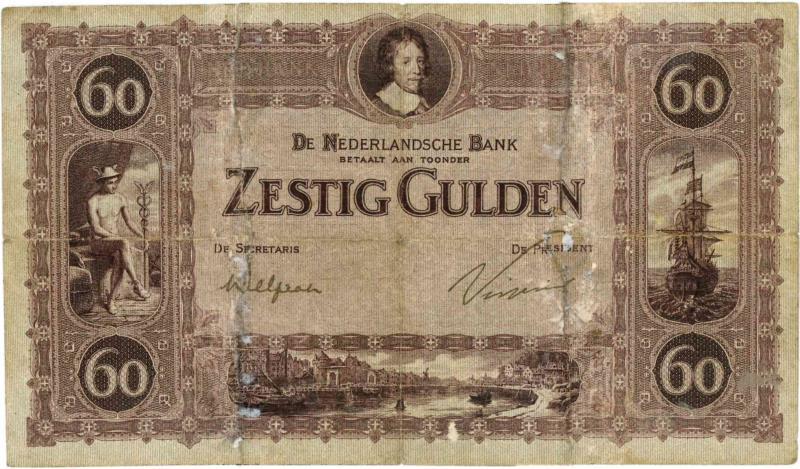 Nederland. 60 gulden. Bankbiljet. Type 1921. Frederik Hendrik - Fraai -.