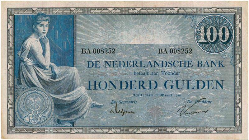 Nederland. 100 gulden. Bankbiljet. Type 1921. Grietje Seel - Zeer Fraai / Prachtig.