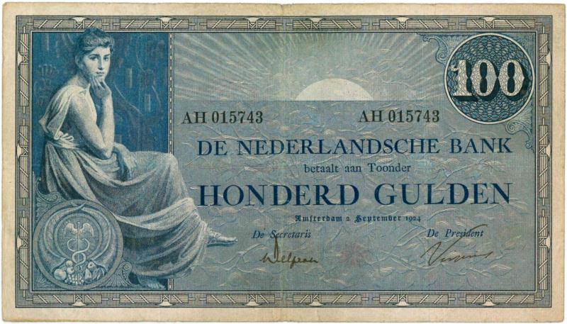 Nederland. 100 gulden. Bankbiljet. Type 1921. Grietje Seel - Zeer Fraai.