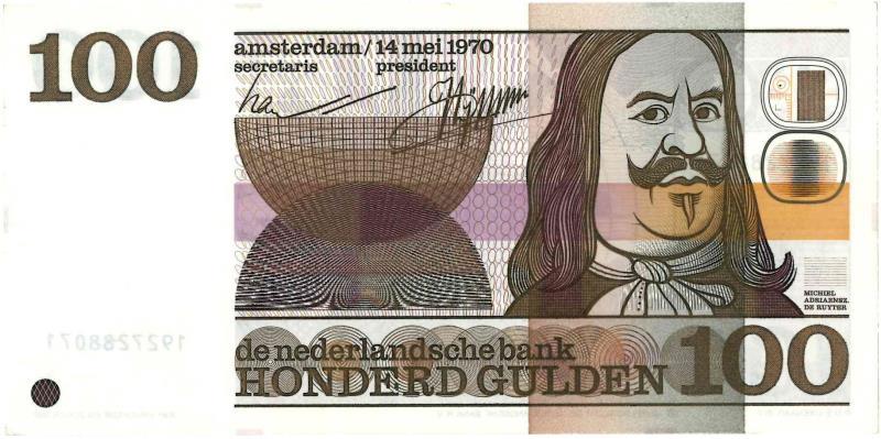 Nederland. 100 gulden. Bankbiljet. Type 1970. De Ruyter - Nagenoeg UNC.