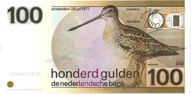 Nederland. 100 gulden. Bankbiljet. Type 1977. Snip - UNC.