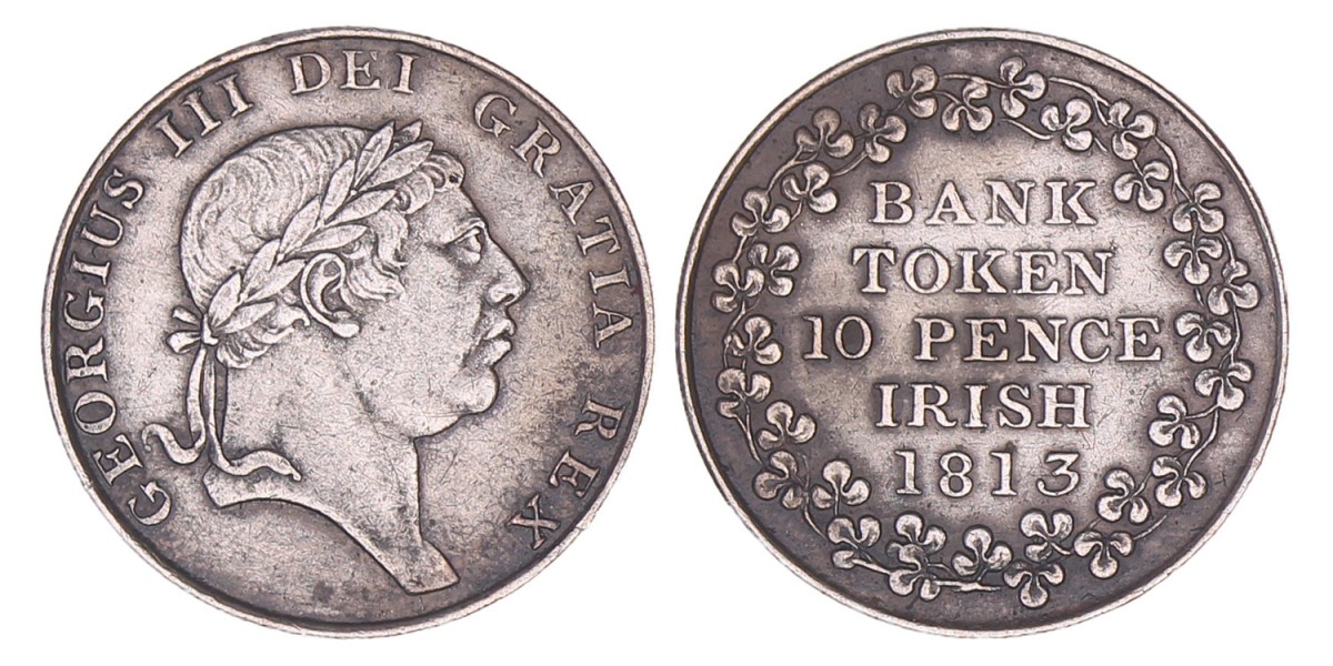 Ireland. George III. Bank token of 10 Pence. 1813.