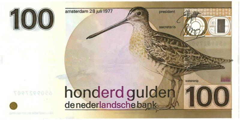 Nederland. 100 gulden. Bankbiljet. Type 1977. Snip - Prachtig +.