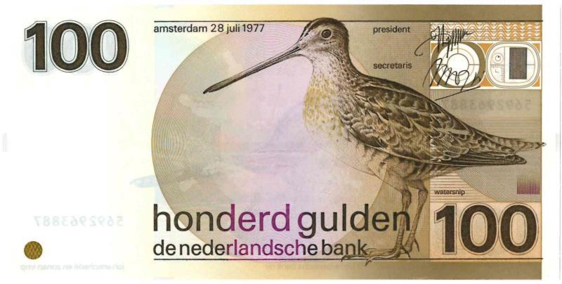 Nederland. 100 gulden. Bankbiljet. Type 1977. Snip - UNC.