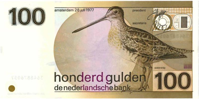 Nederland. 100 gulden. Bankbiljet. Type 1977. Snip - UNC.