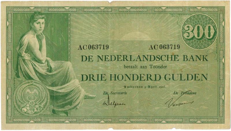 Nederland. 300 gulden. Bankbiljet. Type 1921. - Zeer Fraai -.