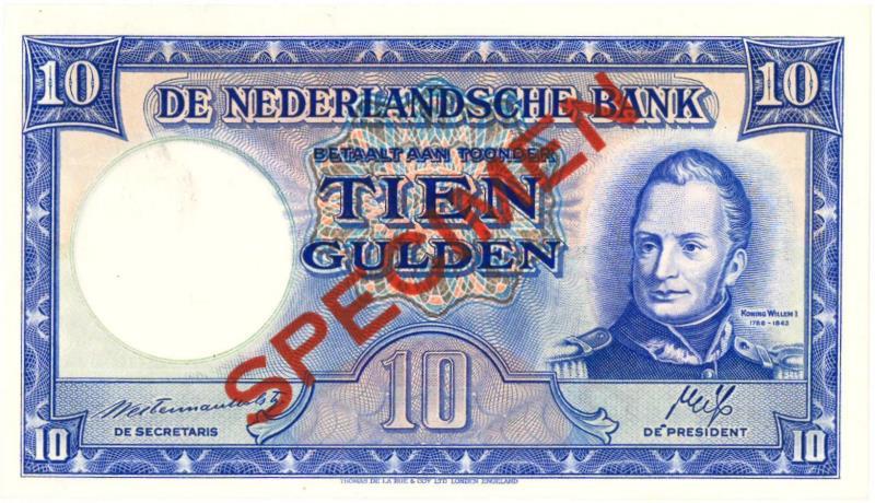 Nederland. 10 gulden. Bankbiljet/Specimen. Type 1945II. - UNC.