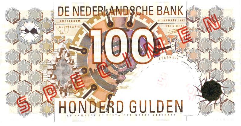 Nederland. 100 gulden. Bankbiljet/Specimen. Type 1992. - Nagenoeg UNC.