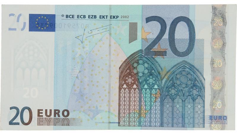 Nederland. 20 euro. Bankbiljet/misdruk. Type 2002. - Nagenoeg UNC.