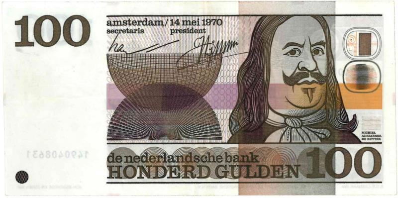 Nederland. 100 gulden. Bankbiljet/misdruk. Type 1970. De Ruyter - Zeer Fraai / Prachtig.