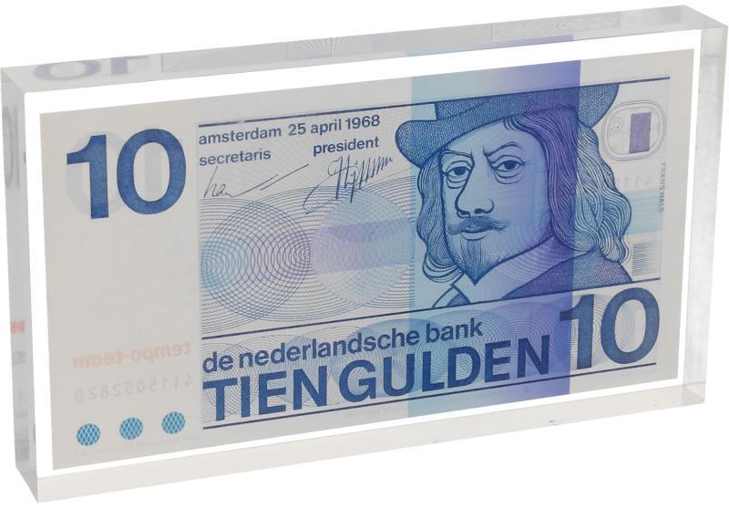 Plexiglas. 10 gulden. Bankbiljet. Type 1968. - UNC.