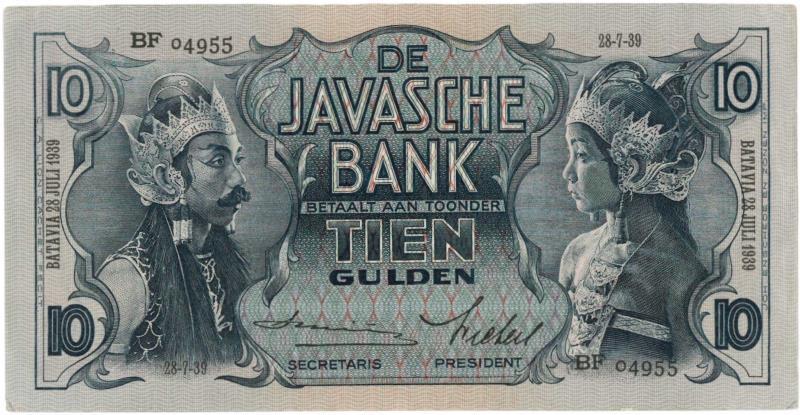 Nederland-Indië. 10 gulden. Bankbiljet. Type 1933. - Zeer Fraai / Prachtig.