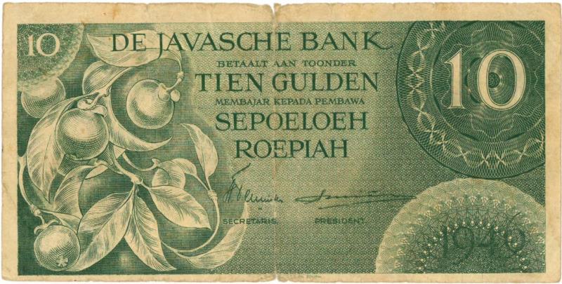 Nederland-Indië. 10 gulden. Bankbiljet. Type 1946. - Fraai.