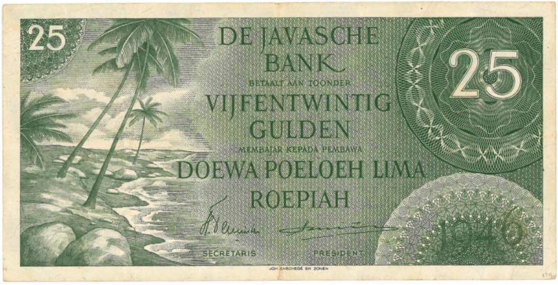 Nederland-Indië. 25 gulden. Bankbiljet. Type 1946. - Zeer Fraai +.