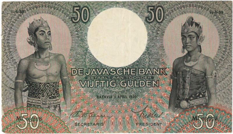 Nederland-Indië. 50 gulden. Bankbiljet. Type 1933. - Zeer Fraai +.