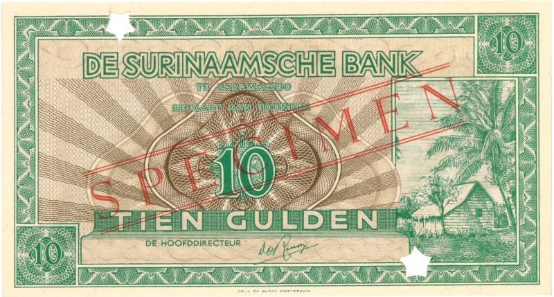 Suriname. 10 gulden. Bankbiljet. Type 1951. - UNC.