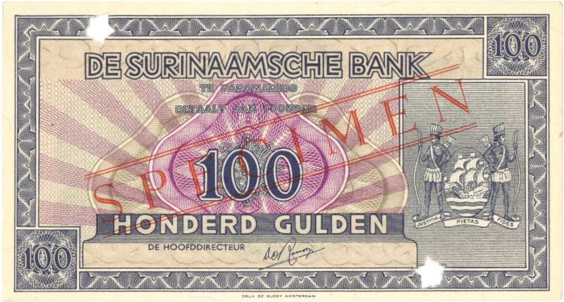 Suriname. 100 gulden. Bankbiljet. Type 1951. - UNC.